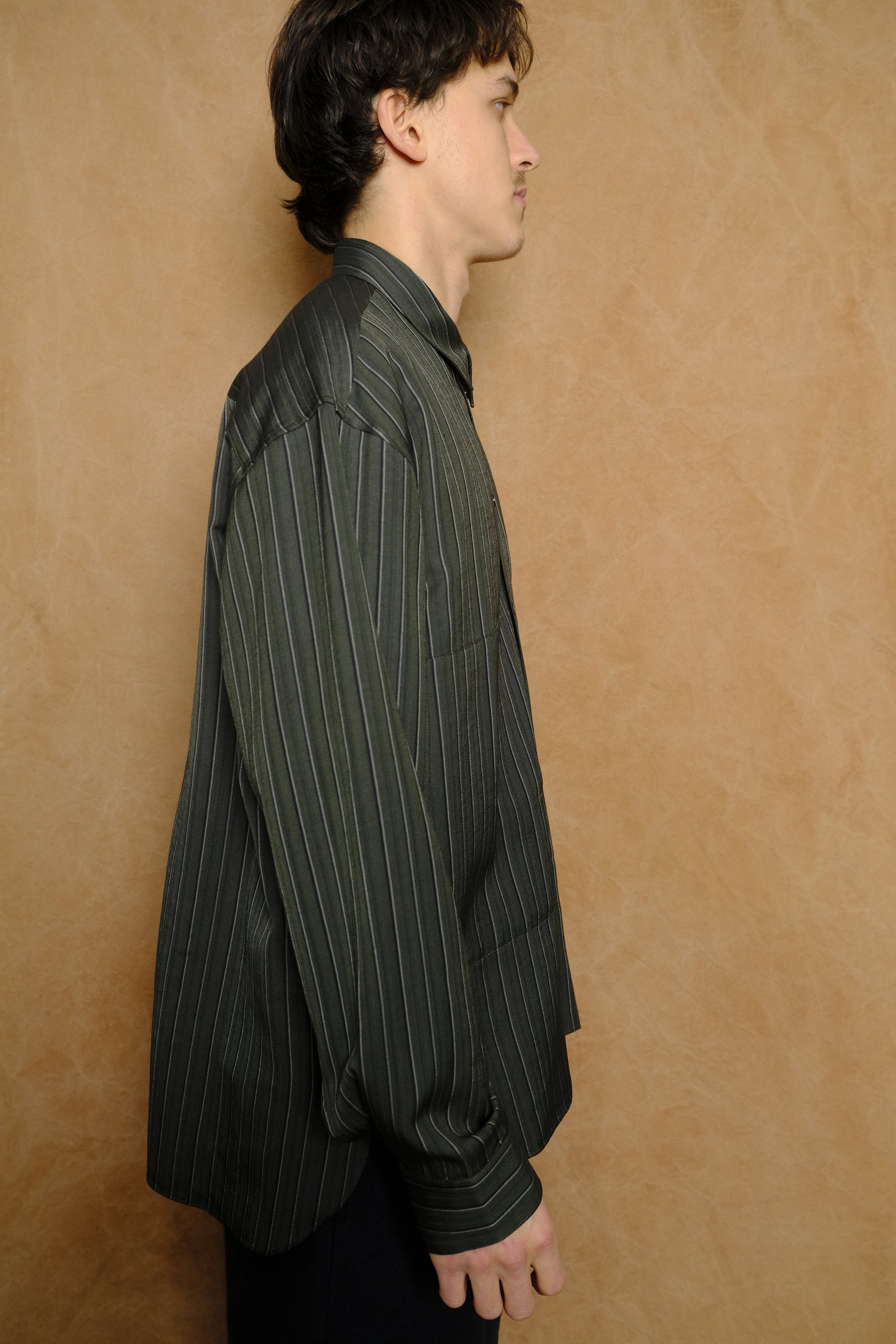 shirt jacket b in charcoal rayon