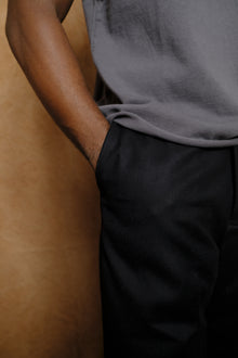 flannel wool wide trousers in black