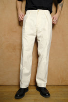 tuck suit pants a in off white cotton