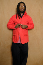 coverall jacket b in red cotton denim