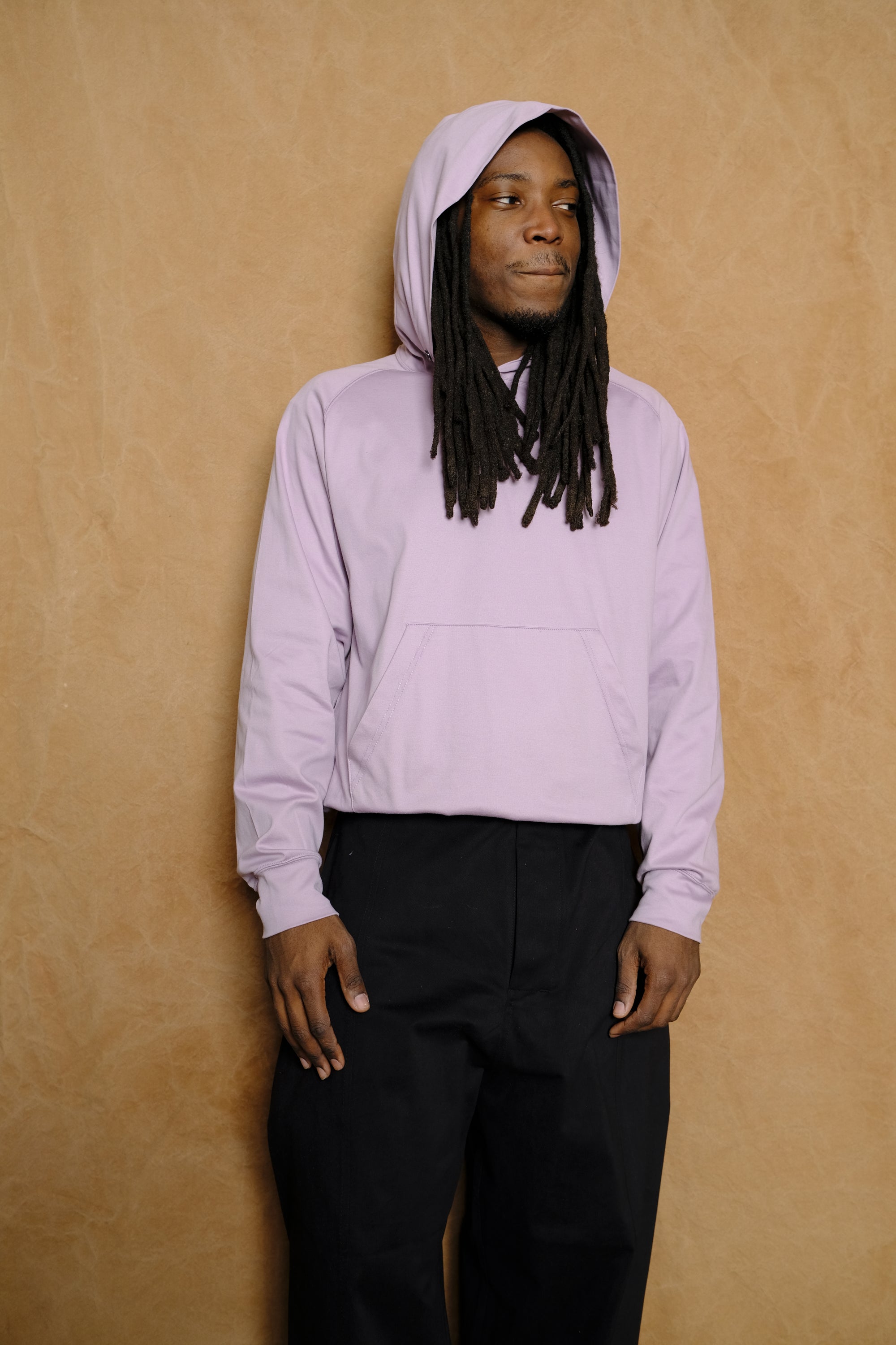 hood pullover c in lavender cotton
