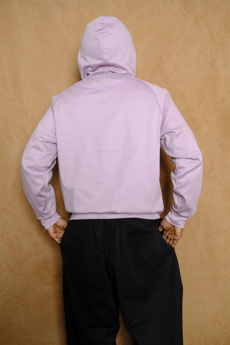 hood pullover c in lavender cotton