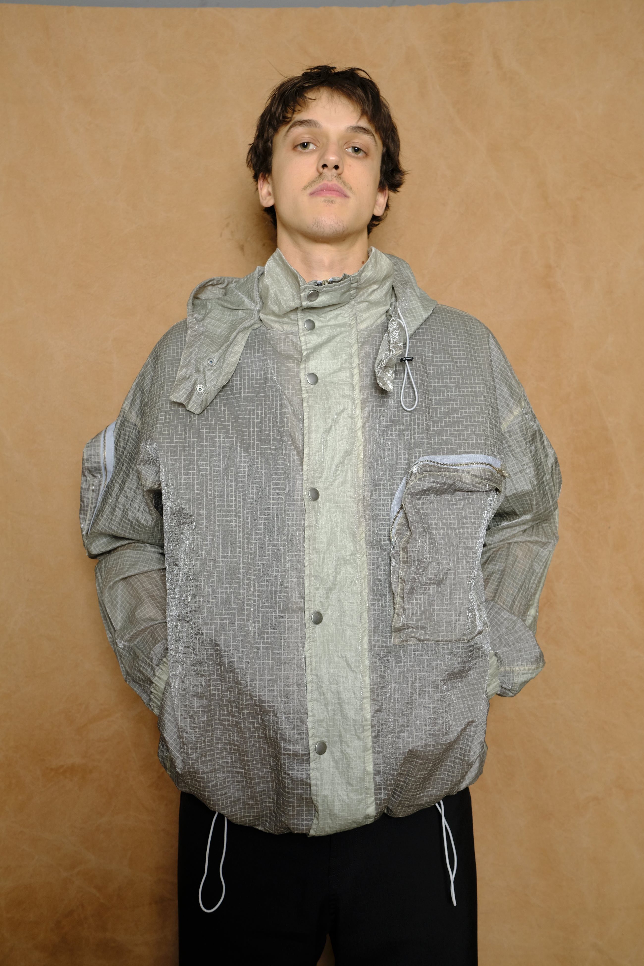 mountain jacket b in sage laminated nylon ripstop