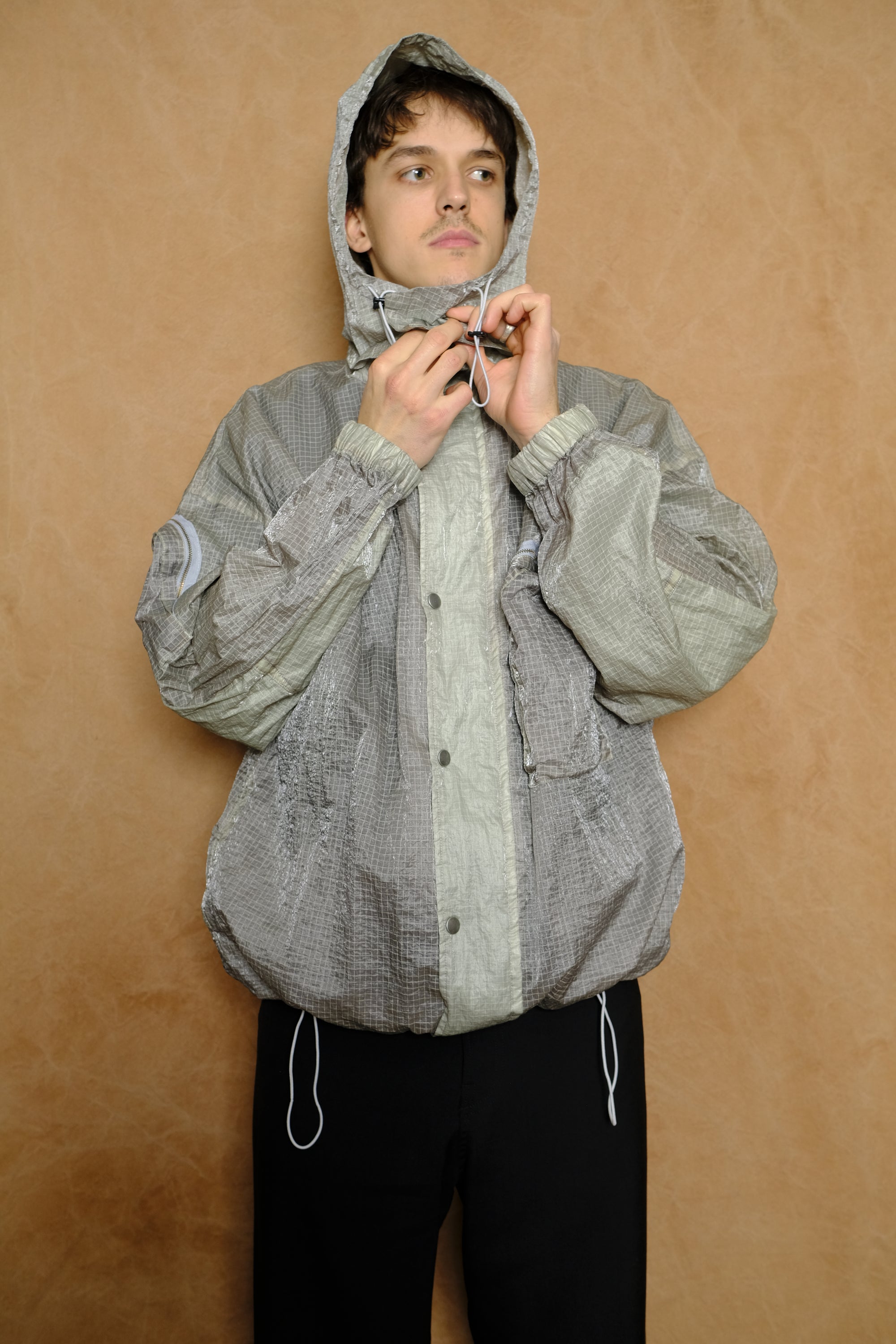 mountain jacket b in sage laminated nylon ripstop