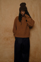 polo knit in speckled rust lambswool