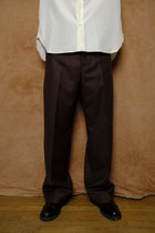 flannel wool wide trousers in brown