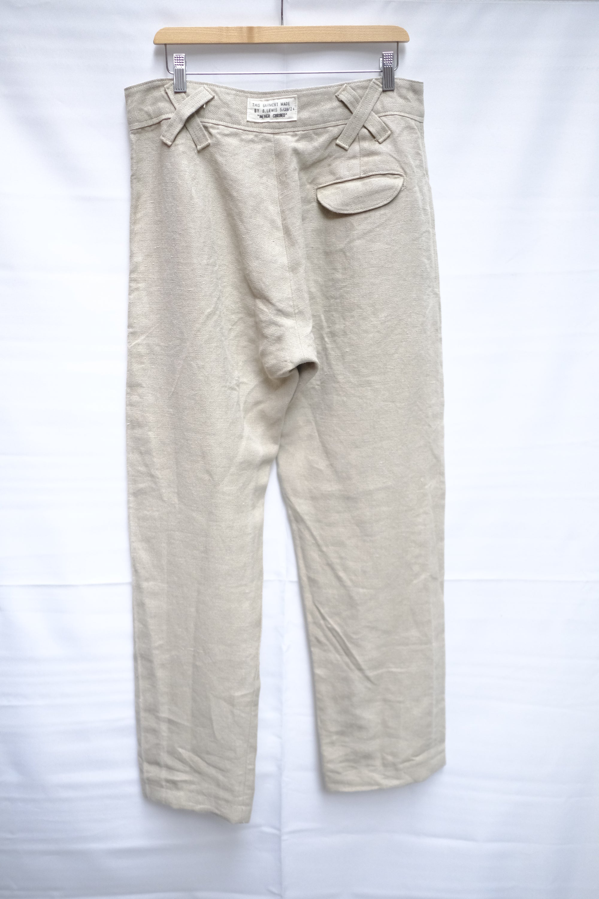 double pleated linen trouser in stone