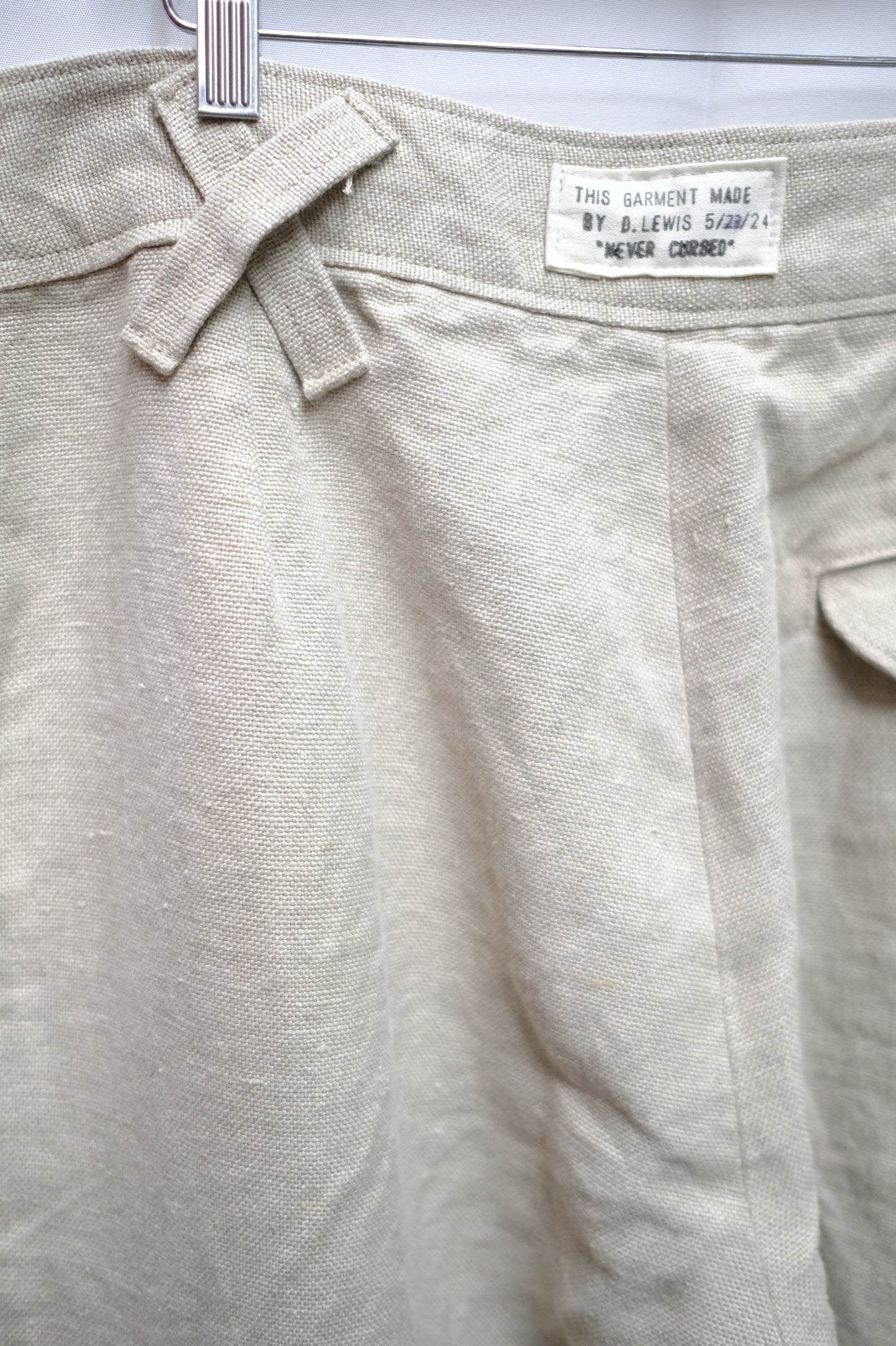 double pleated linen trouser in stone