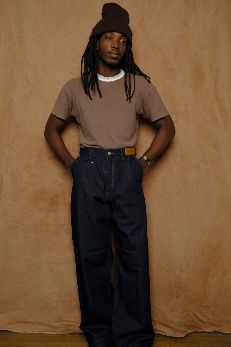 wide denim trousers
