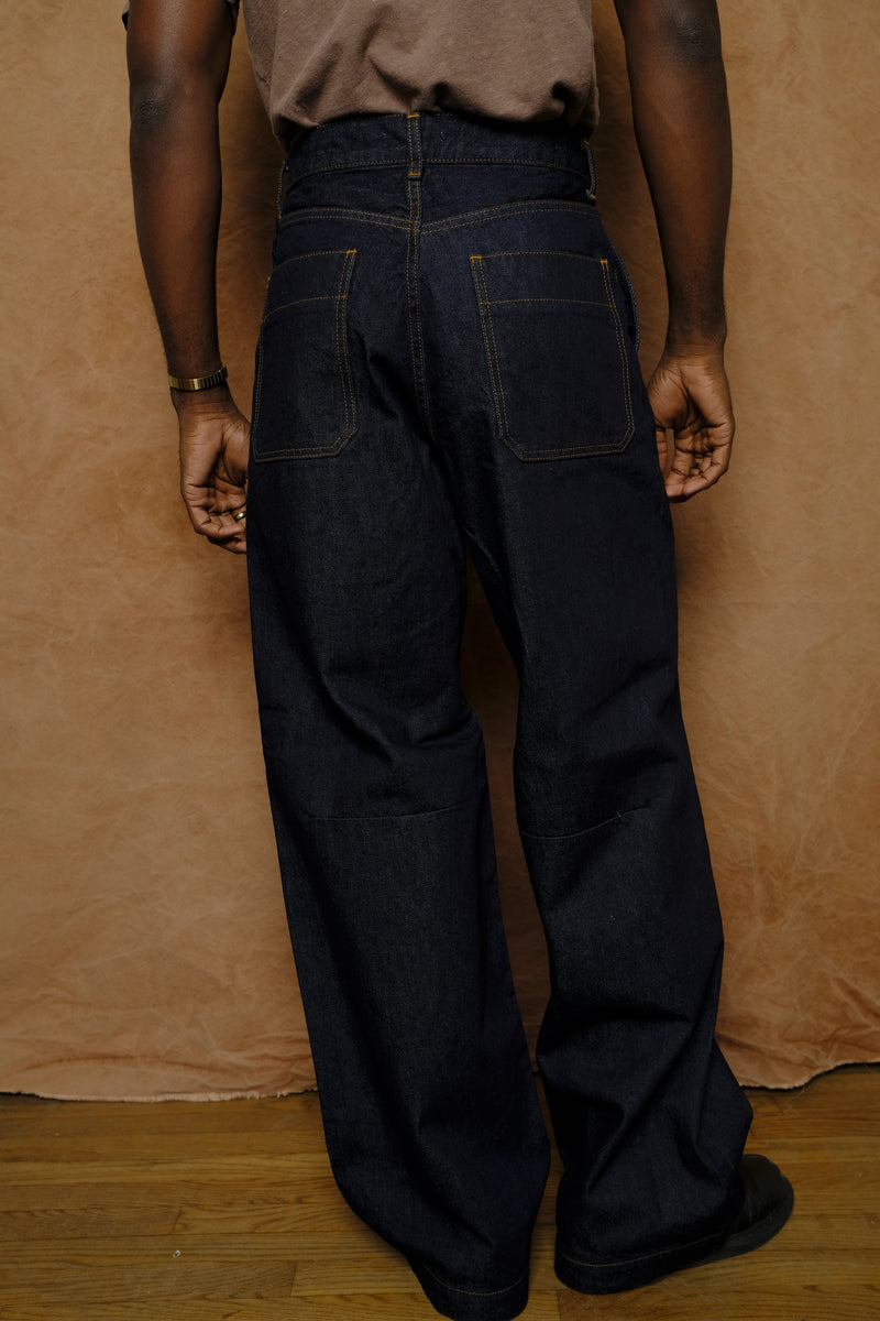 wide denim trousers