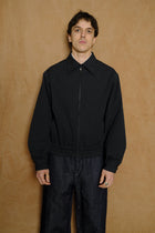 zip up short blouson in black