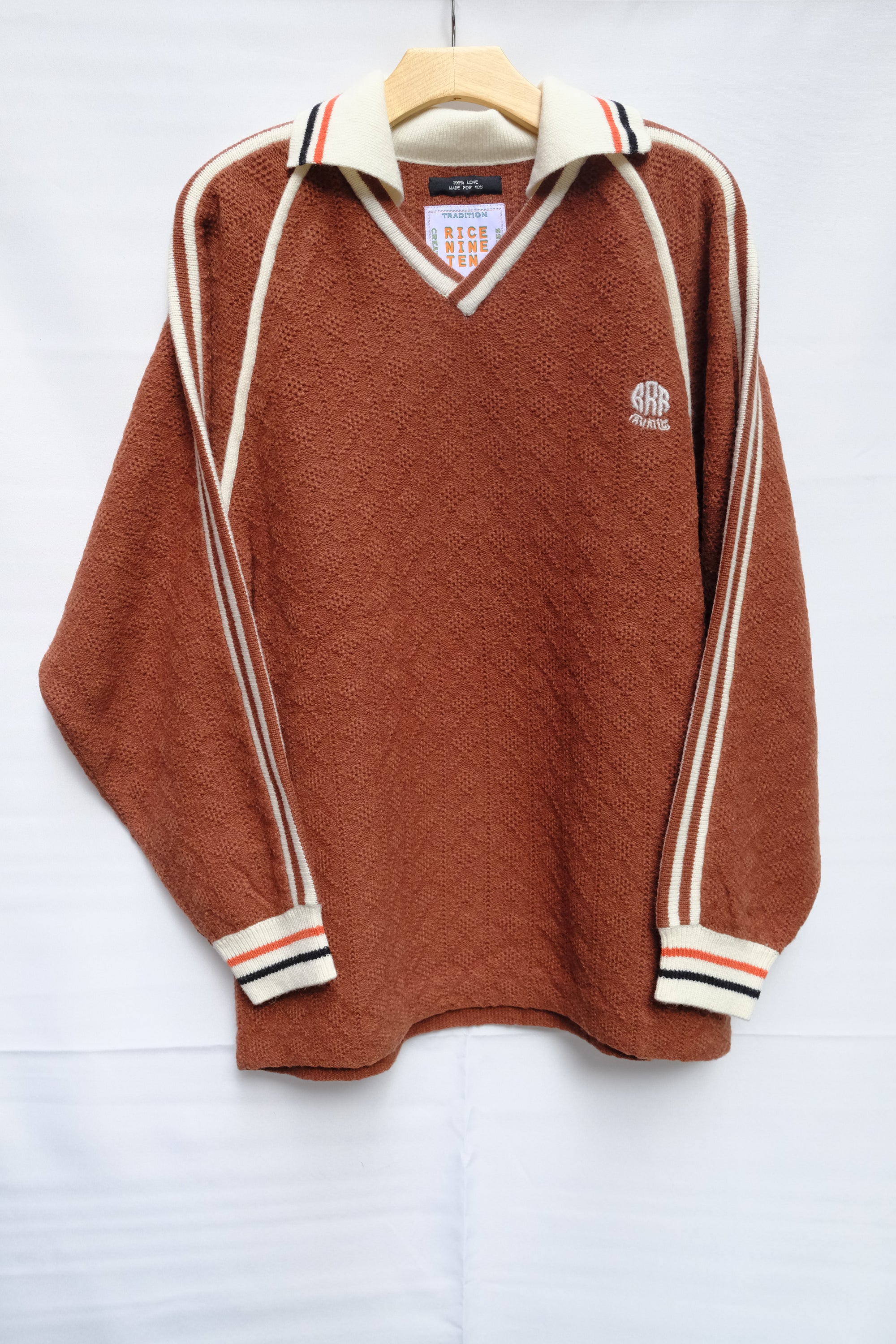 brown knit soccer jersey