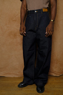 wide denim trousers