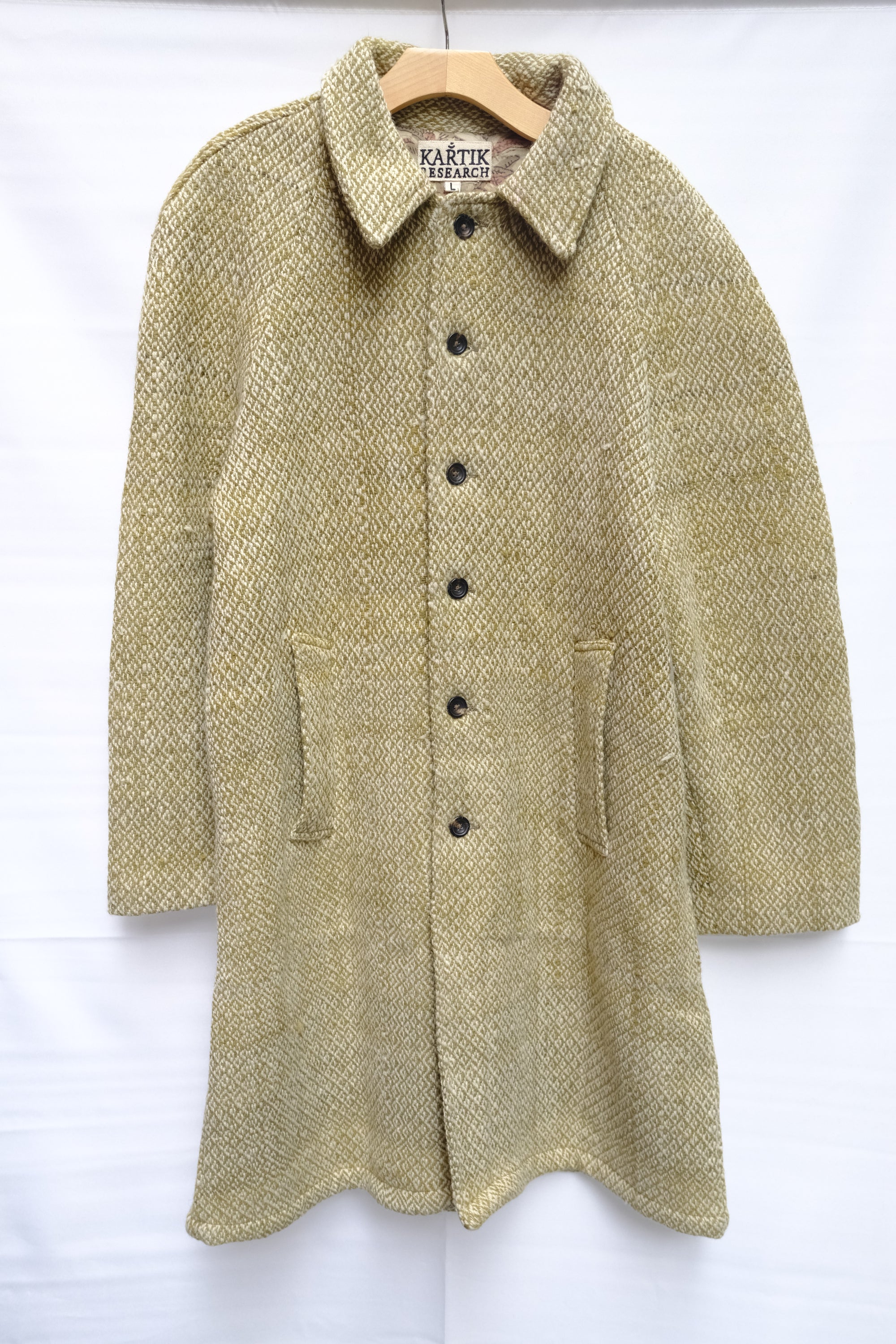 raglan overcoat in hand woven jacquard