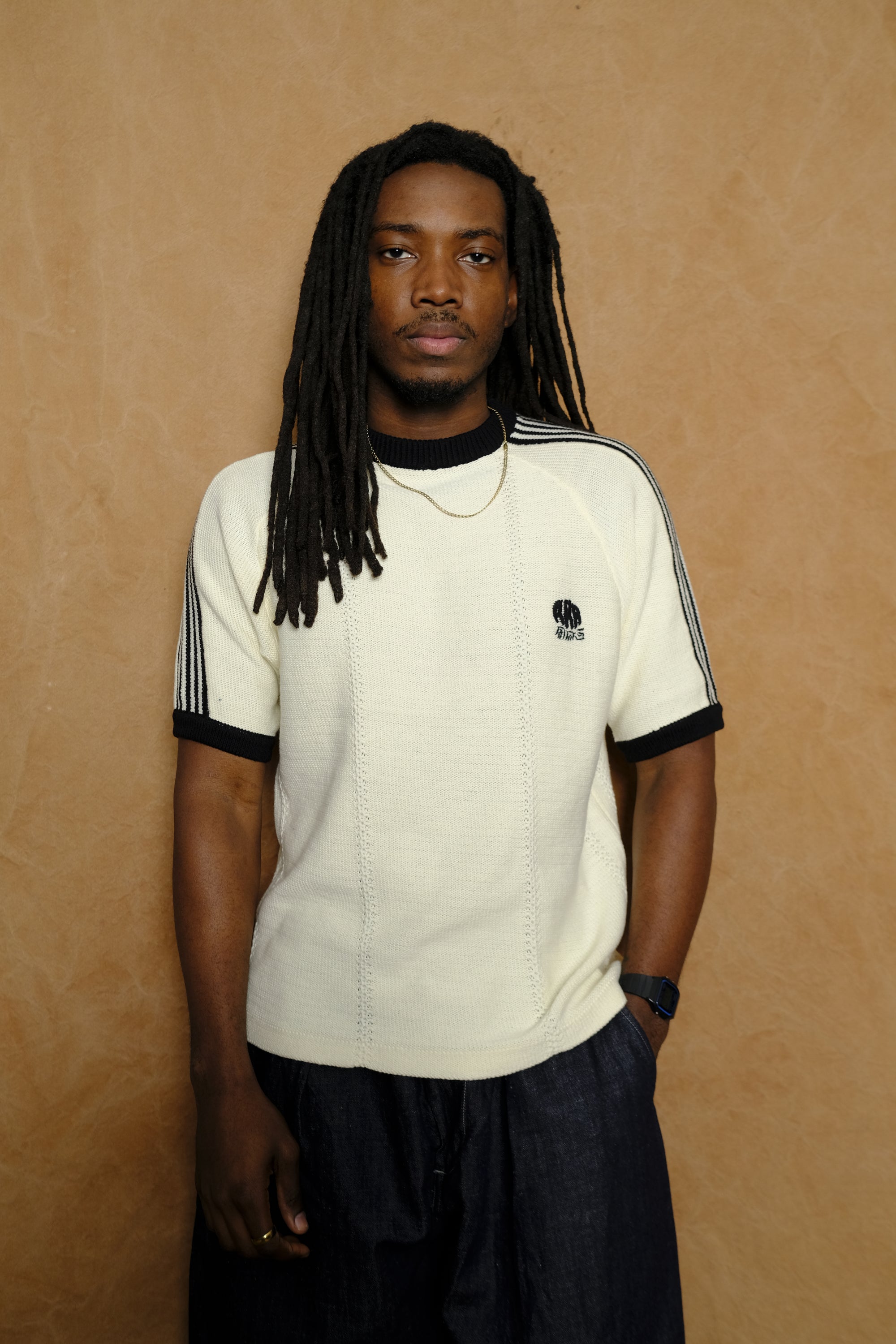 knitted training t-shirt in off white