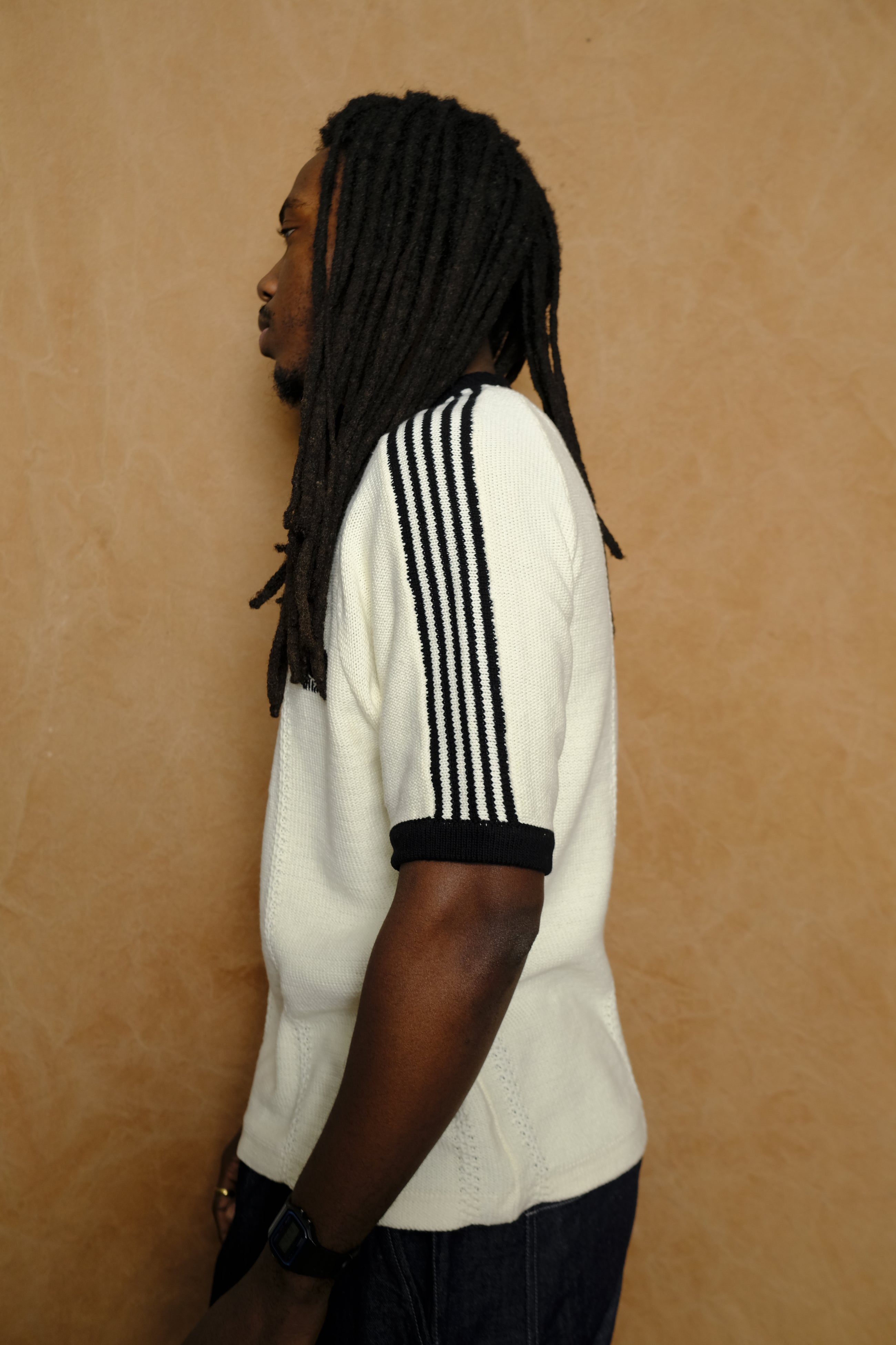 knitted training t-shirt in off white