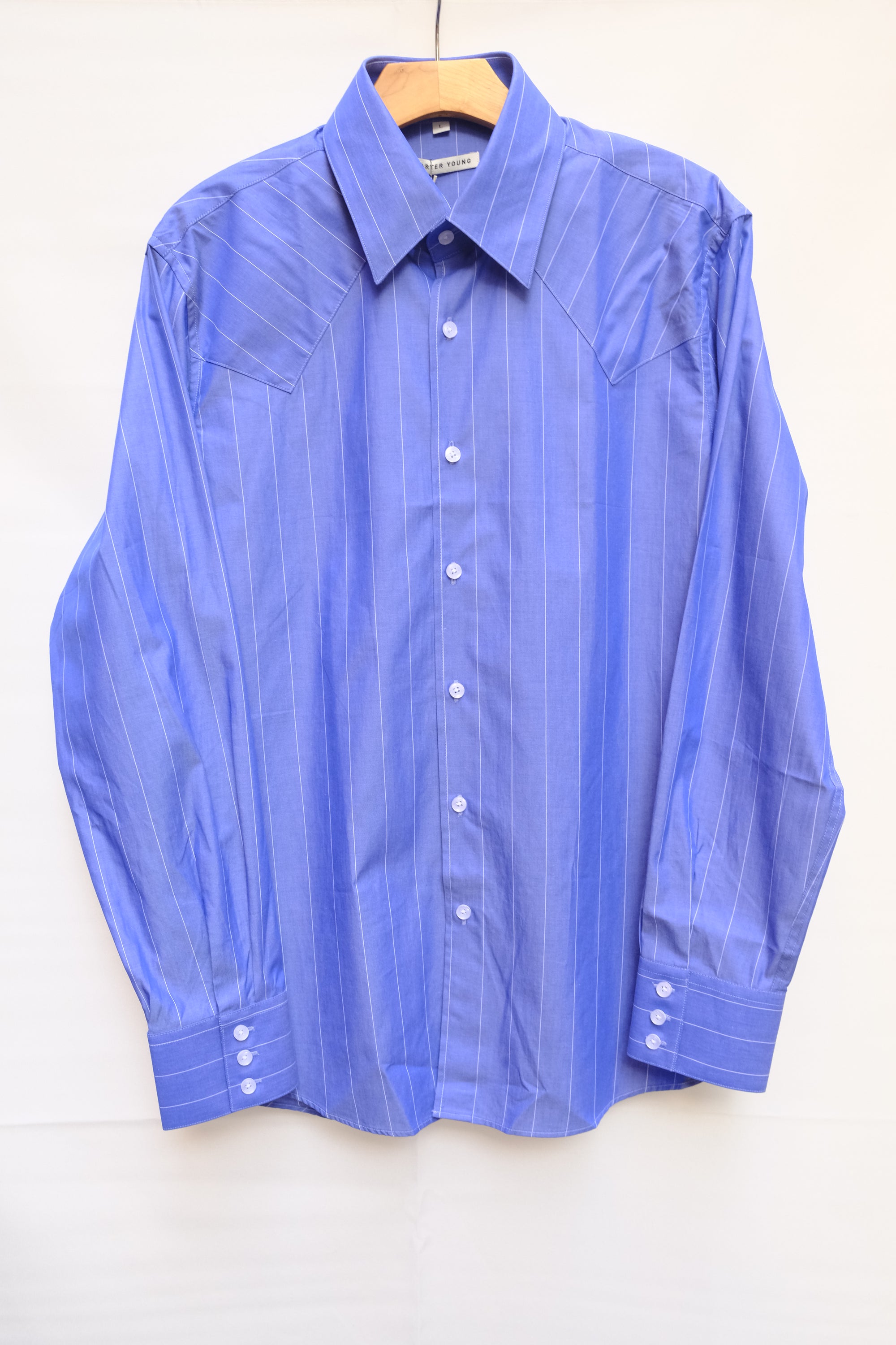 western business shirt in cobalt/off-white