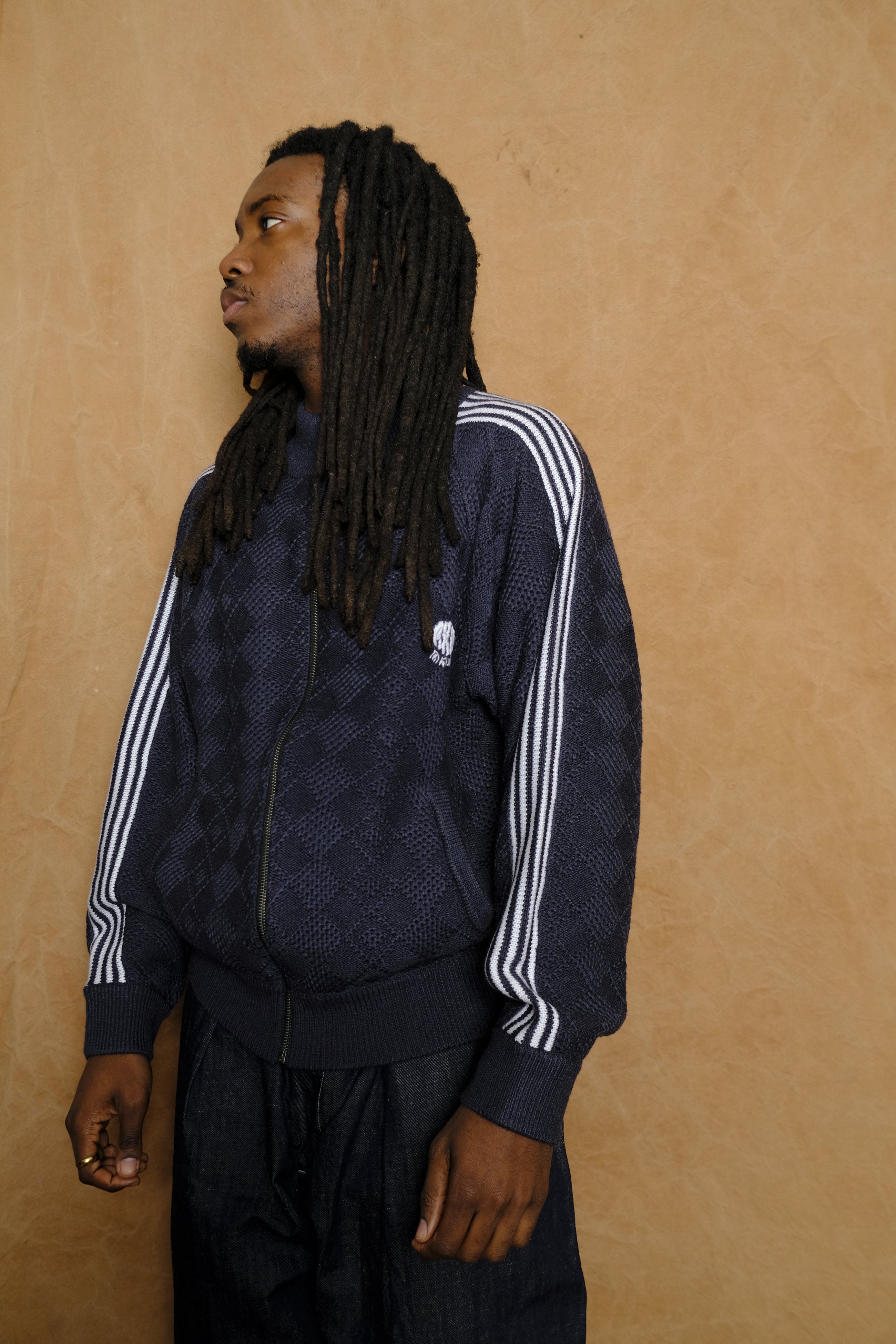 knitted training jacket in fade black