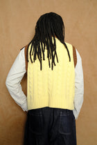 cable knit ringer vest in light yellow