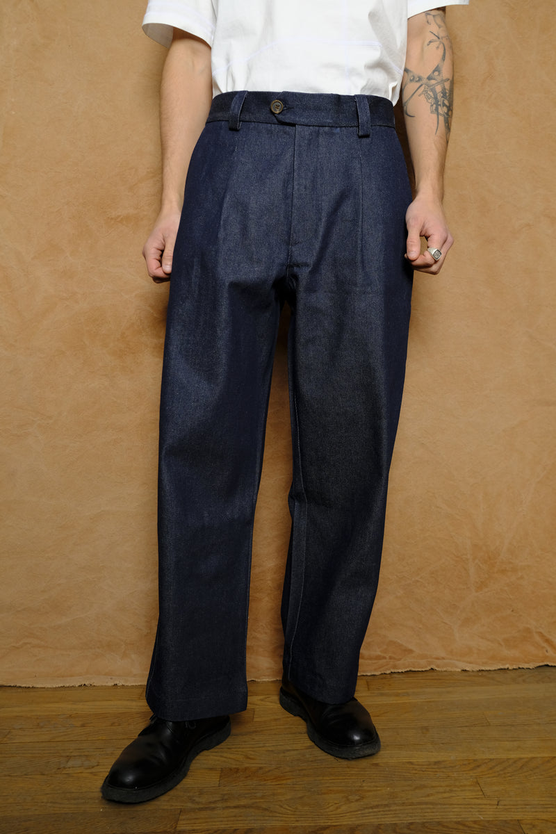 artist trouser in indigo cotton & silk