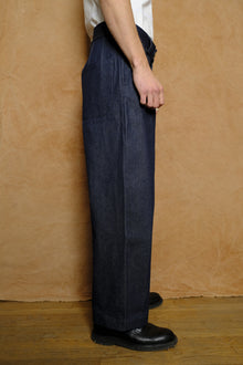 artist trouser in indigo cotton & silk