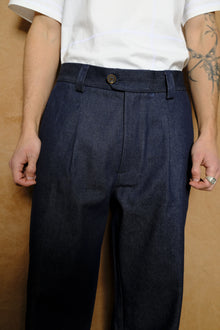 artist trouser in indigo cotton & silk