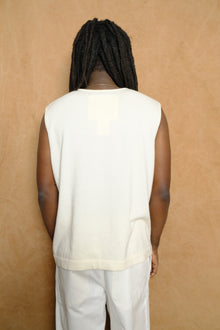 cut-off shirt in ivory cotton & cashmere