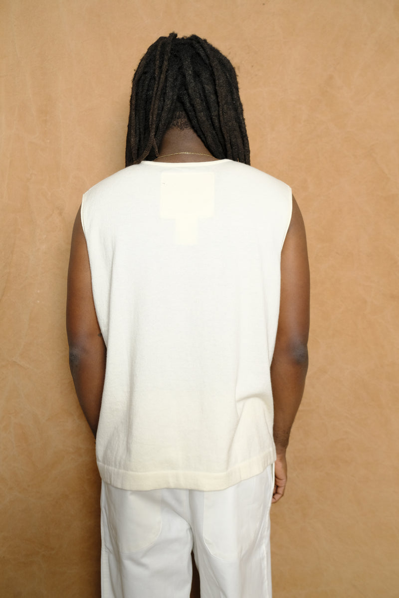 cut-off shirt in ivory cotton & cashmere