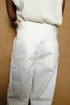 artist trouser in white cotton twill