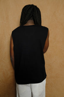 cut-off shirt in black cotton & cashmere