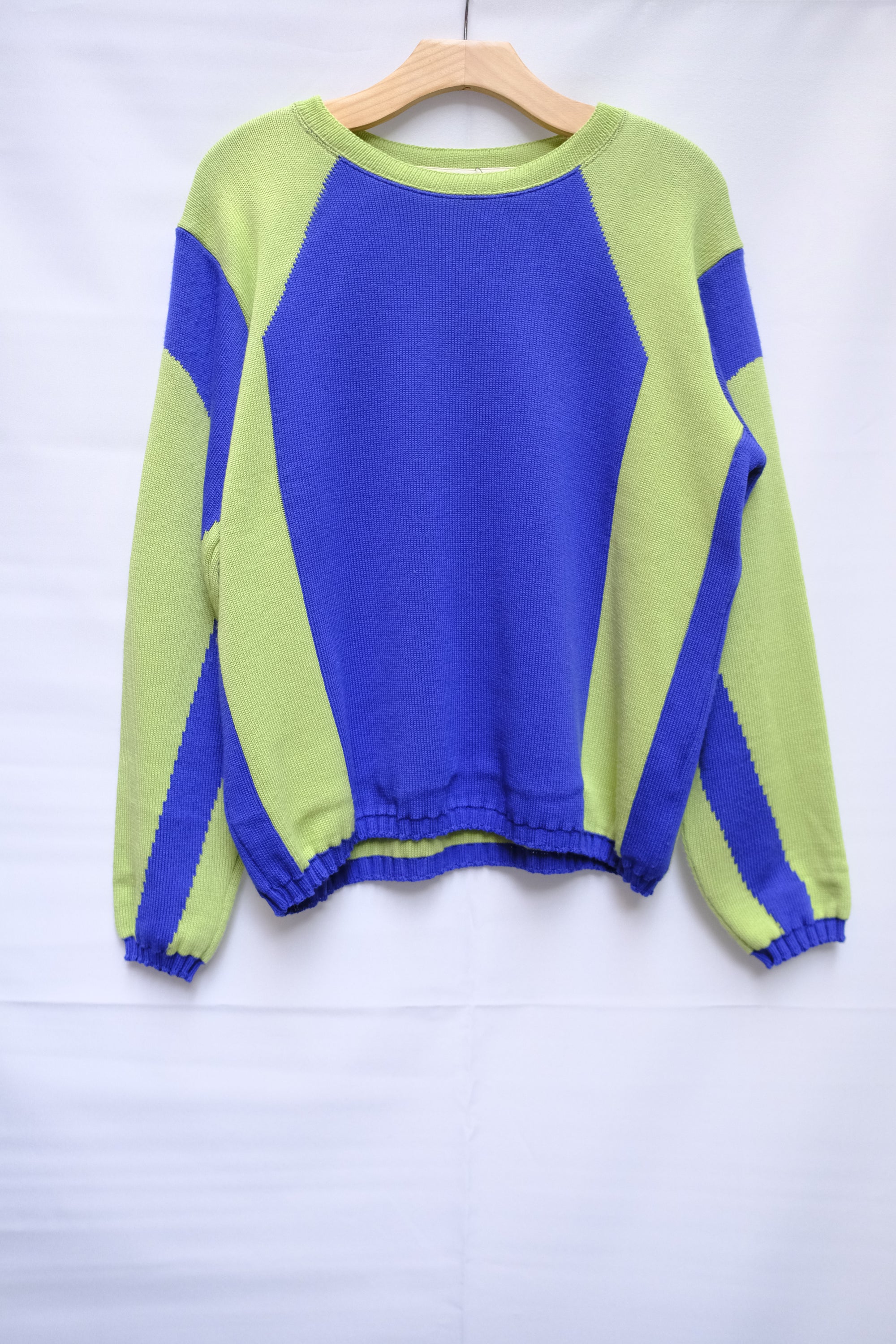 racer sweater in blue & green