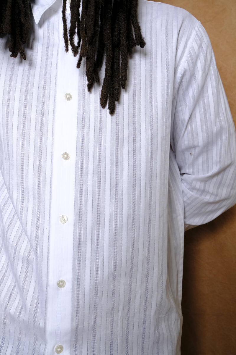 business shirt in white tonal stripe