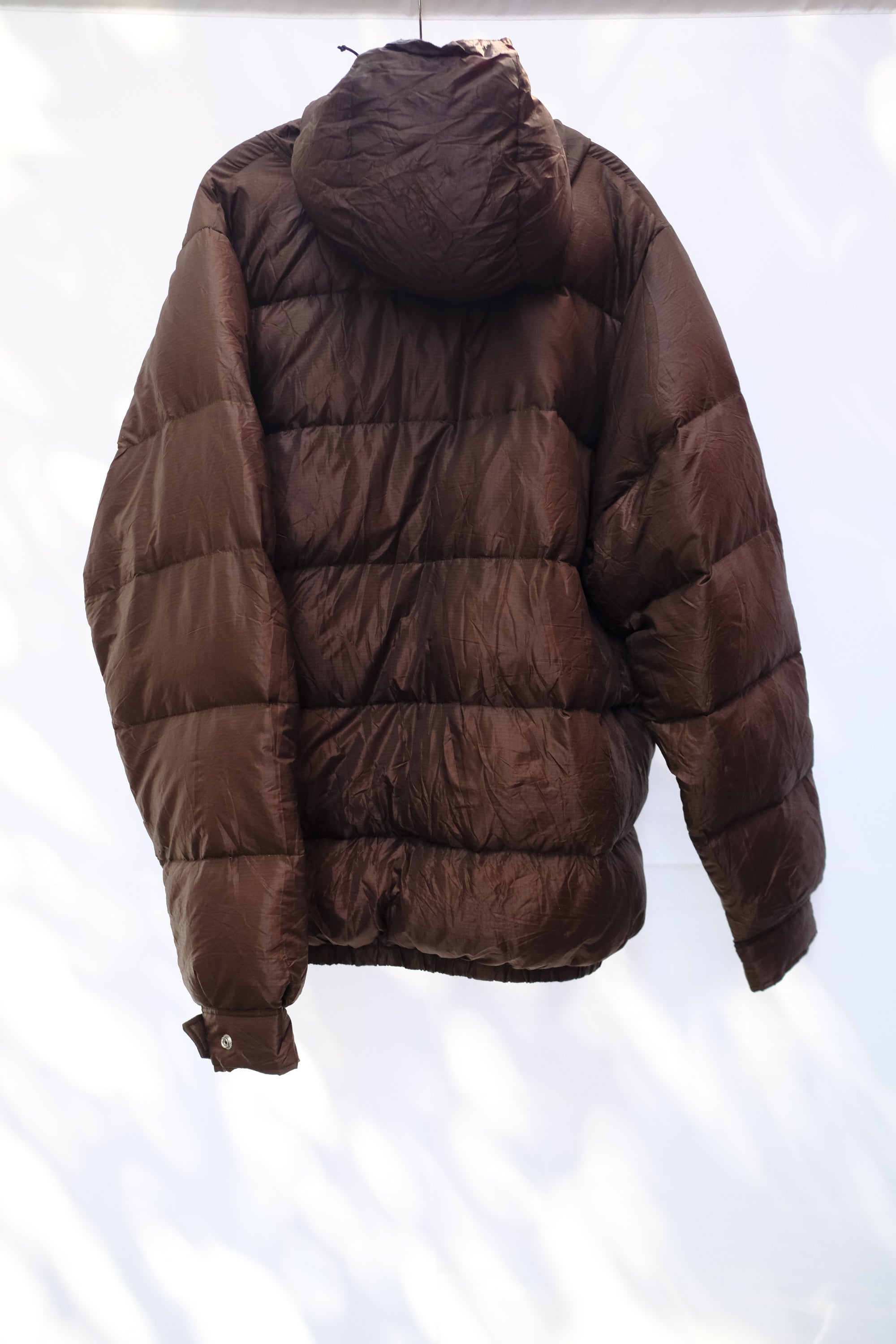 down jacket in brown nylon ripstop