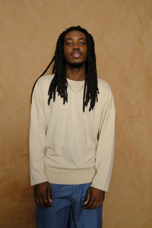 lounge sweater in oatmeal cotton & cashmere