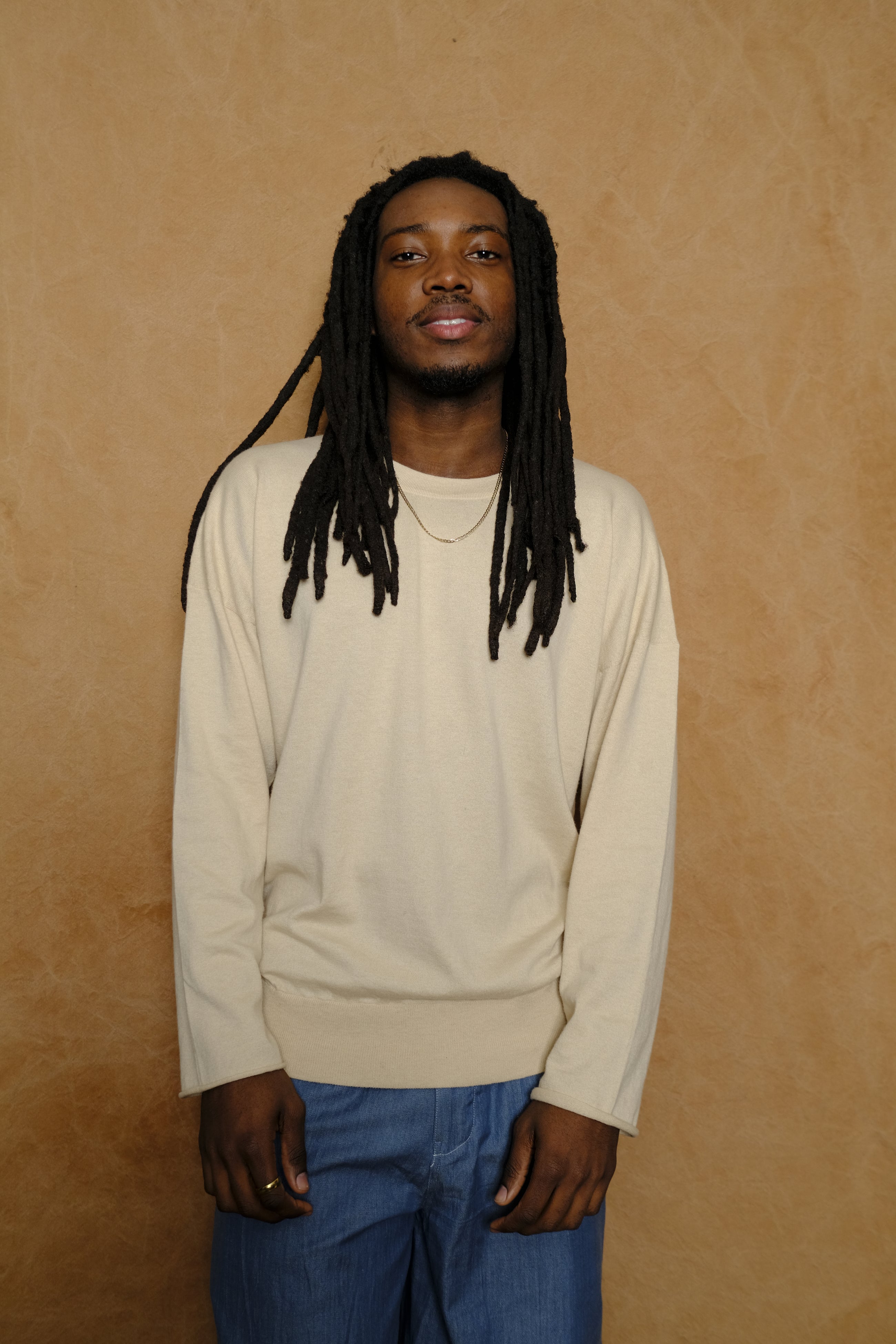 lounge sweater in oatmeal cotton & cashmere