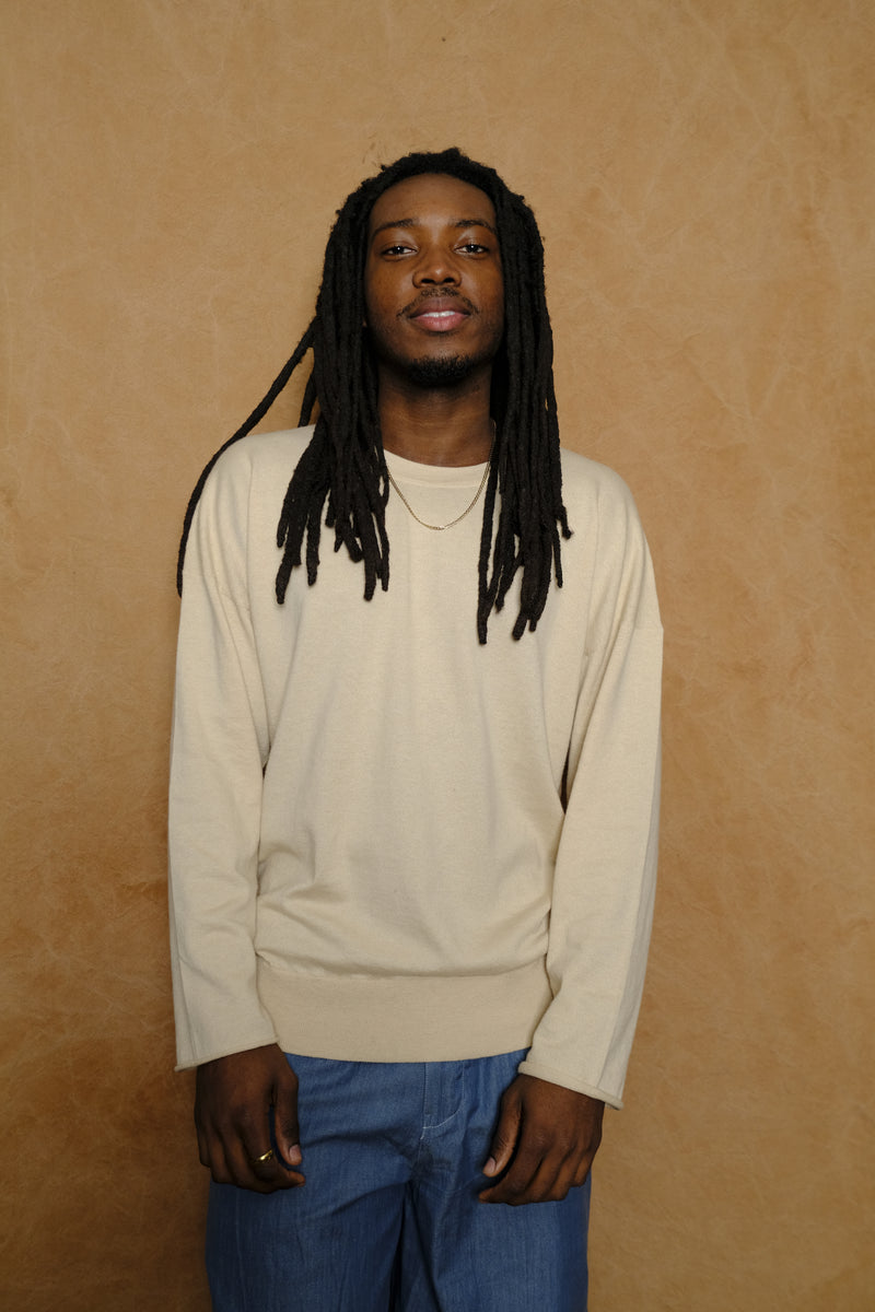 lounge sweater in oatmeal cotton & cashmere