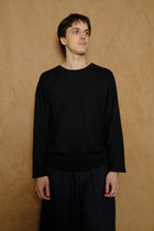lounge sweater in black cotton & cashmere