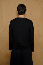 lounge sweater in black cotton & cashmere