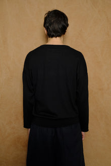 lounge sweater in black cotton & cashmere