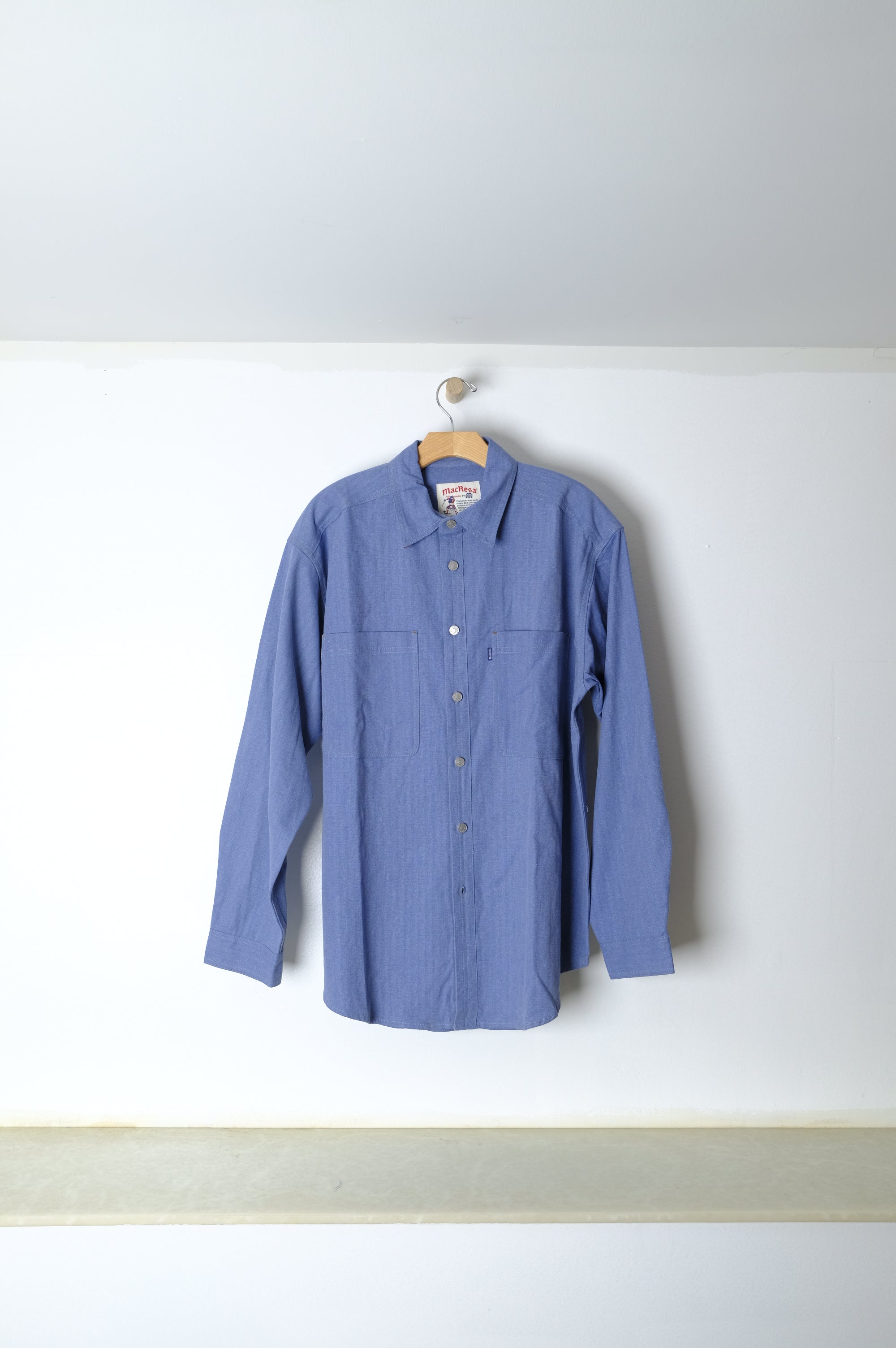 mac shirt in vintage blue herringbone