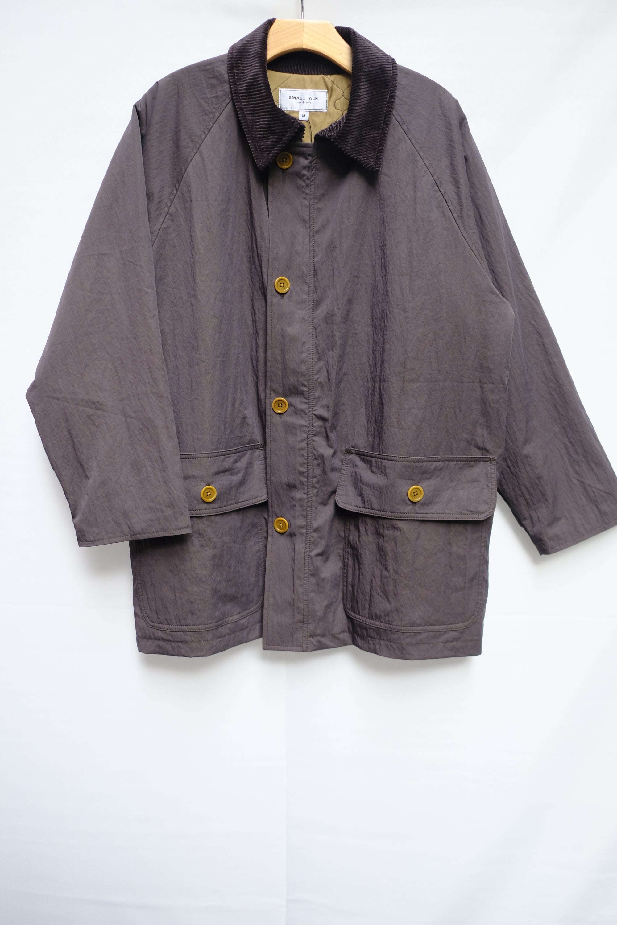 quilt lined overcoat in cotton/nylon gabardine