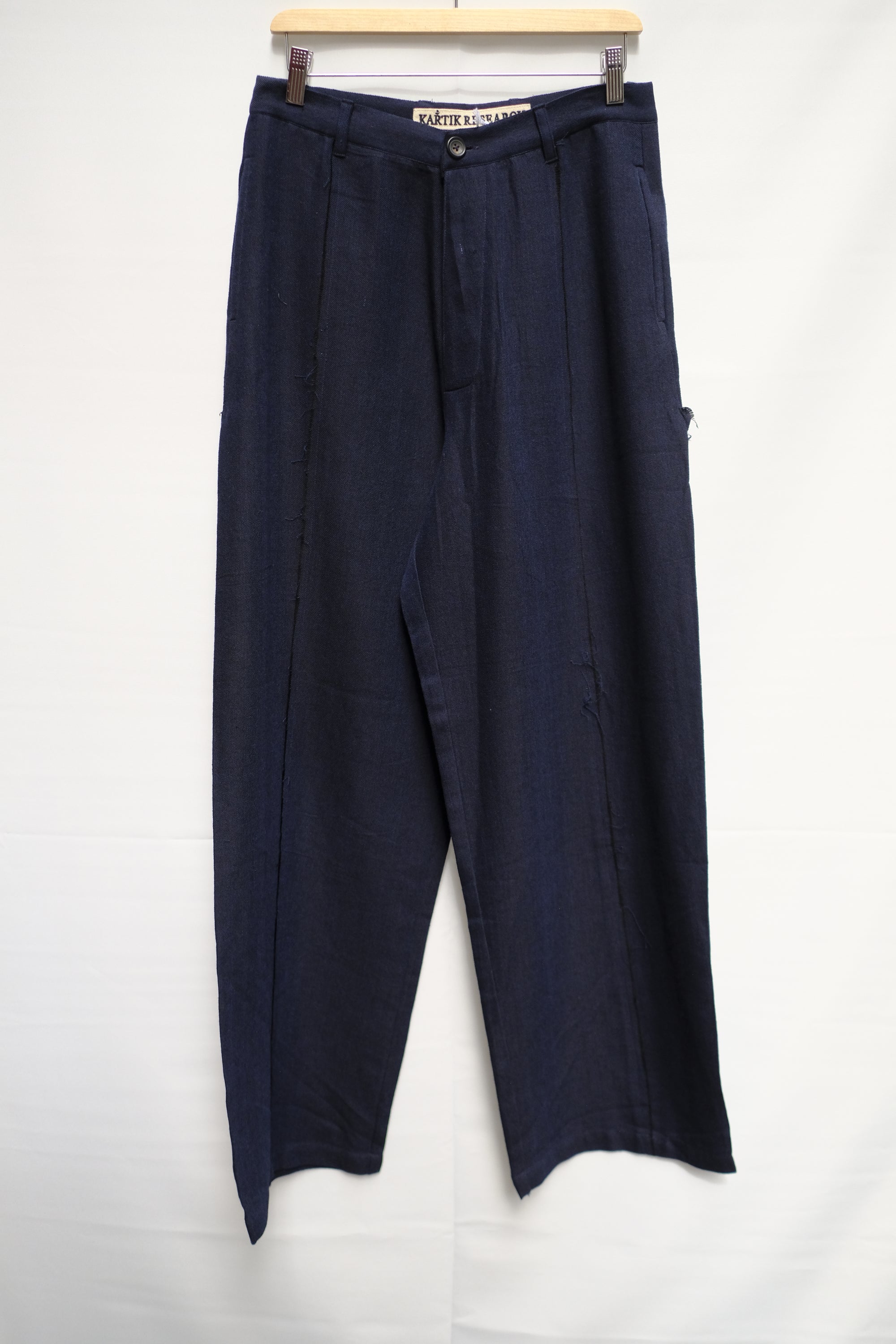 raw seam trouser in natural indigo