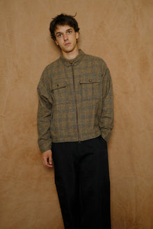 archetype jacket in yarn dyed plaid