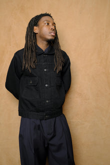 next man denim jacket "ow" in black