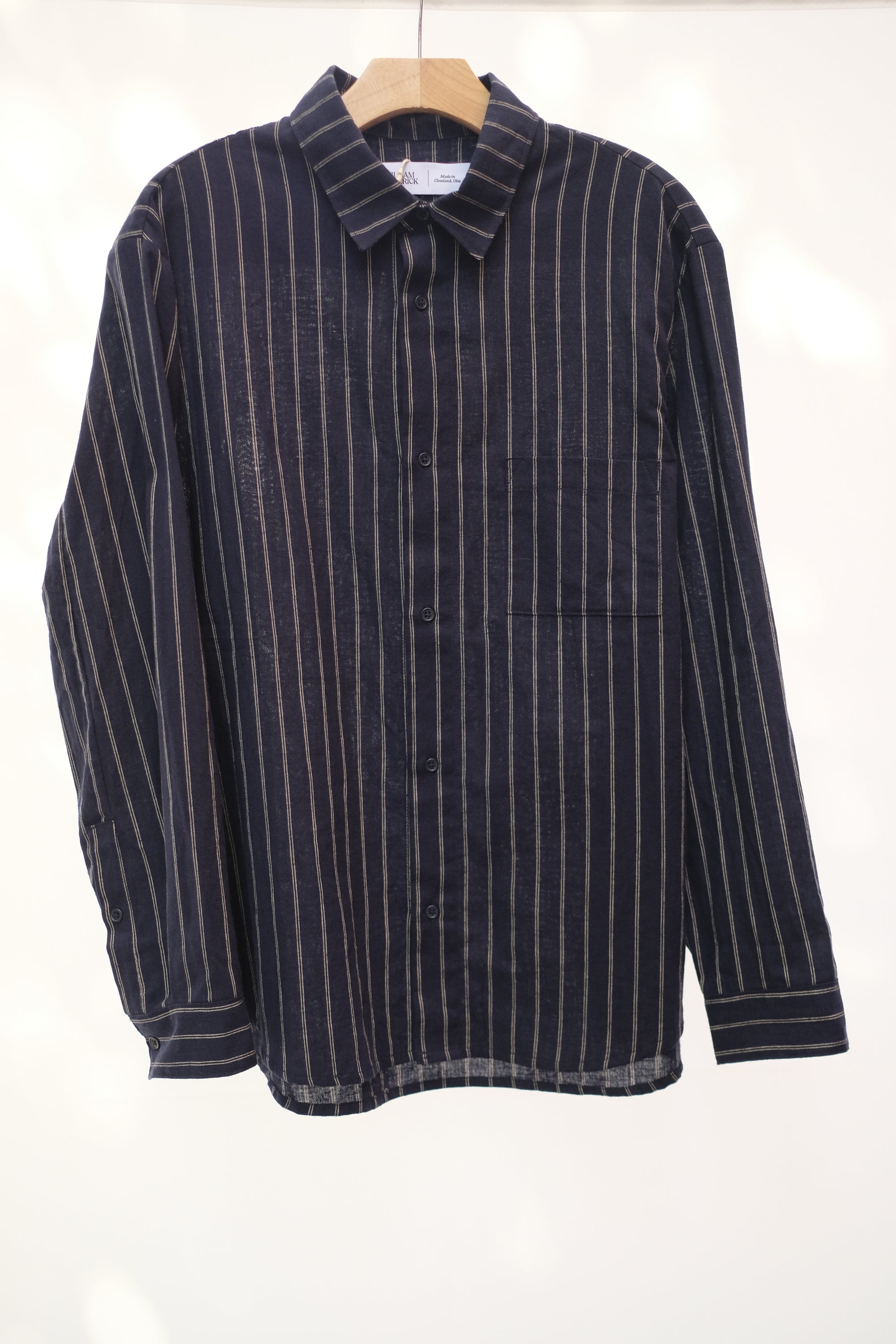 office shirt in navy/beige stripe