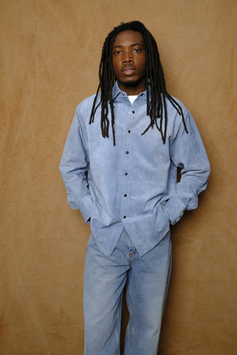 suede western shirt in chlorine