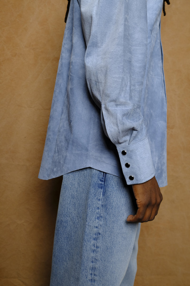 suede western shirt in chlorine