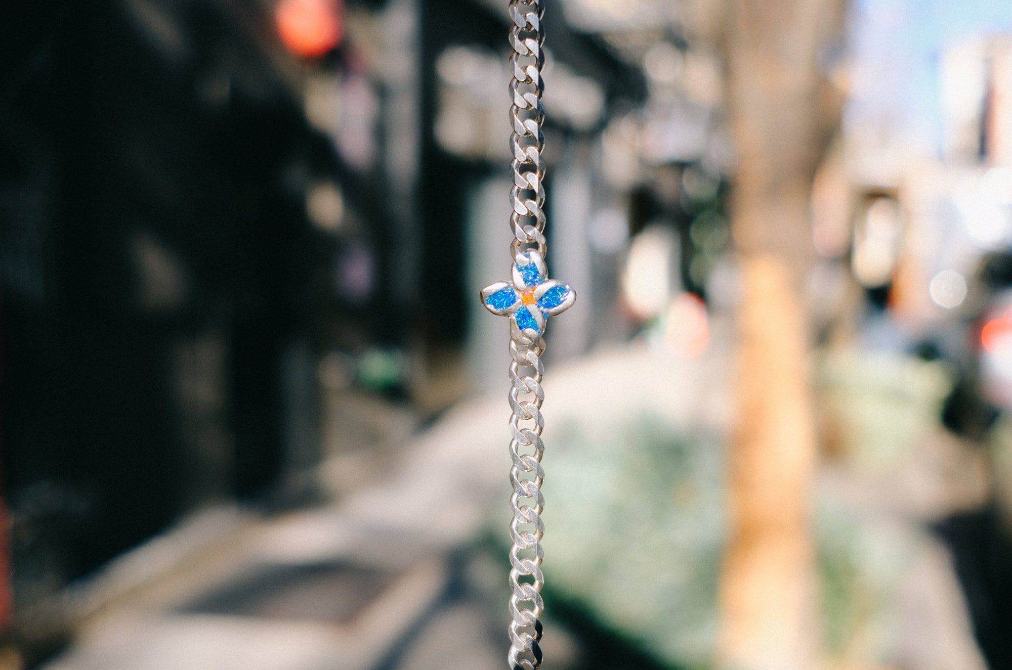 blue flower charm bracelet