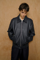 goatskin harrington jacket in navy