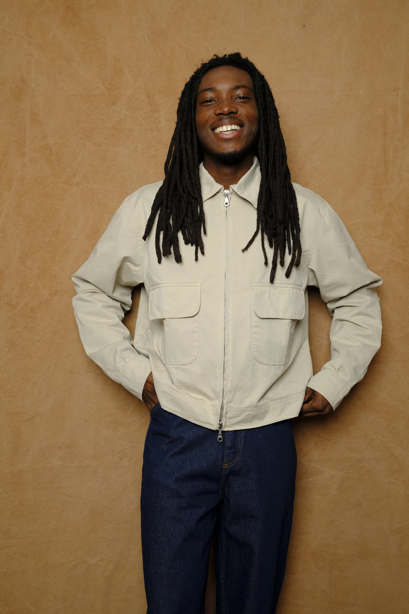 washed andover jacket in pale khaki